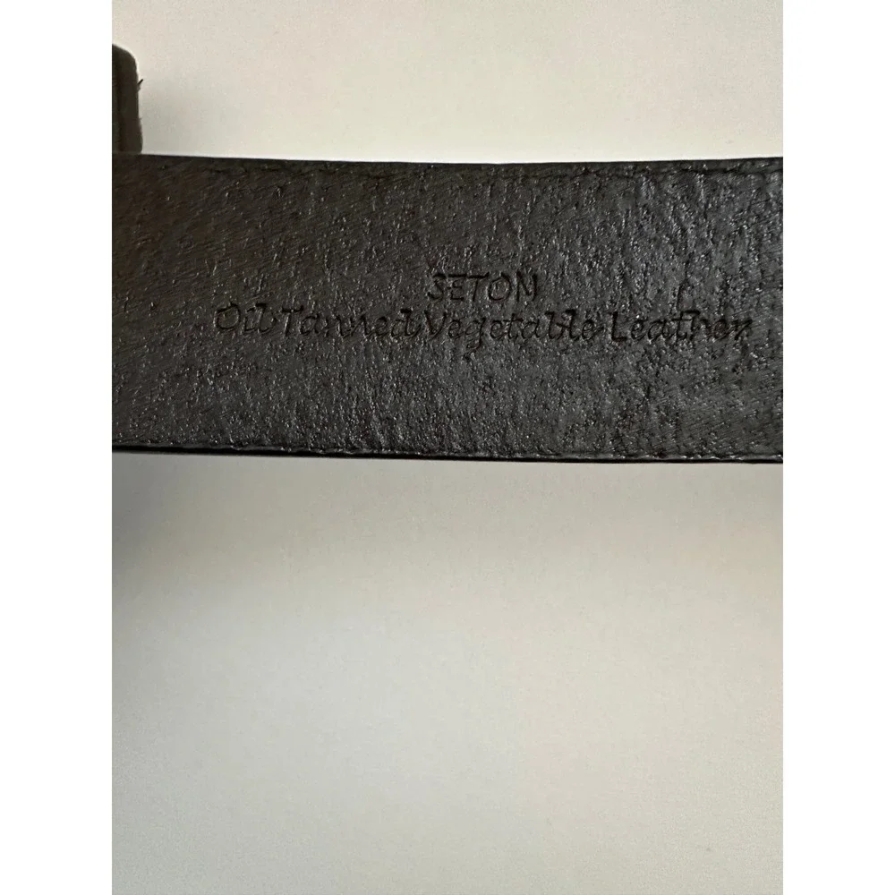 Trafalgar Mens Brown Oil Tanned Vegetable Leather Ribbed Stitched Belt Size 36